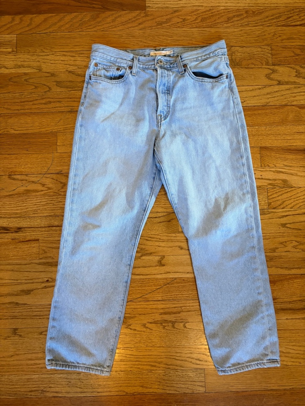 Levi’s Wedgie Straight Jeans Light Wash Button Fly W29 L26 Petite - Picture 4 of 11